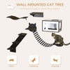 5PCs Cat Wall Shelves Pet Wall-mounted Climbing Shelf Set with Cushion Condo Jumping Platform Ladder Brown