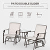 Outdoor Glider Chairs with Coffee Table, Patio 2-Seat Rocking Chair Swing Loveseat with Breathable Sling for Backyard, Porch, Beige