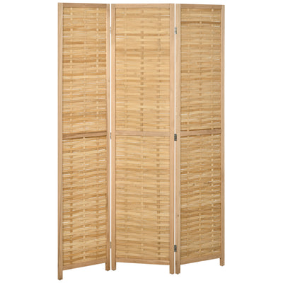 Hand Woven Room Divider, 3 Panel Bamboo Folding Privacy Screen for Home Office, 47.25