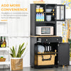 67" Kitchen Buffet with Hutch, Pantry with Framed Doors, 2 Drawers, and Open Microwave Countertop, Black
