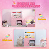 Toy Storage Organizer, Kids Bookshelf, Freestanding Children Bookcase with Cabinet for Toys Clothes Books, Pink