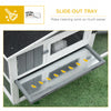 Rabbit Hutch 2-Story Bunny Cage Small Animal House with Slide Out Tray, Detachable Run, for Indoor Outdoor, 61.5" x 23" x 27", Light Grey