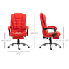 High Back Ergonomic Executive Office Chair, PU Leather Computer Chair with Retractable Footrest, Padded Headrest and Armrest, Red