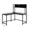 55 Inch Home Office L-Shaped Computer Desk with Storage Shelves, PC Table Study Writing Workstation with 2 Storage Compartments, Black