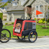 Dog Bike Trailer with Suspension System, Hitch, Pet Bicycle Cart Wagon Carrier for Medium Dogs with Quick Release Wheels, Storage Pockets, Safey Leash, Reflectors, Flag, Red
