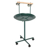 49" Rolling Bird Play Stand With Wheels Durable Stainless Steel T-Stand Bird Training Activity Playground With Perch 2 Stainless Steel Bowls