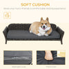 Rattan Dog Sofa, Wicker Pet Bed, Raised Cat Couch, with Steel Frame, Soft Washable Cushion, for Small and Medium Dog, Charcoal Grey