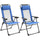 Set of 2 Portable Folding Recliner Outdoor Patio Chaise Lounge Chair with Adjustable Backrest, Blue
