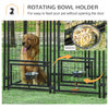Indoor/Outdoor Metal Dog Kennel, Dog House with Lock, Weather Resistant Canopy and 2 Bowl Holders and Bowls, 4.6' x 4.6' x 5', Black / Red