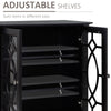 Sideboard Display Cabinet with Double Framed Glass Doors, 2 Adjustable Shelves, and Elevated Base, Espresso