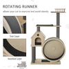 58.25" Luxury Pine Wood Cat Tree Activity Center with Sisal Scratching Posts Board Perches Roomy Condo Carpet Cushion Rotating Runner  Natural