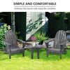 3 Piece Patio Furniture Set, 2 Folding Adirondack Chairs with Side Table Plastic Lounger Fire Pit Seating All Weather, for Lawn,  Dark Grey