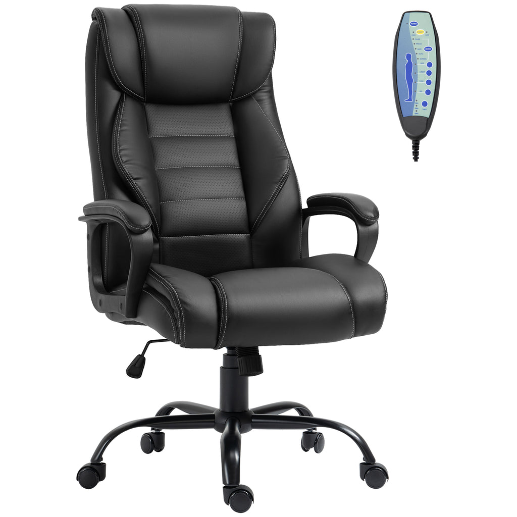 Ergonomic Massage Office Chair, High Back Executive Desk Chair with 6-Point Vibration, Adjustable Height and Rocking Function, Black