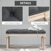 15.75" Vintage Ottoman, Tufted Footstool with Upholstered Seat, Distressed Wood Legs for Bedroom, Living Room, Grey