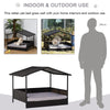 Wicker Dog House Elevated Raised Rattan Bed for Indoor/Outdoor with Removable Cushion Lounge, Grey