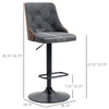 Counter Height Bar Stools Set of 2, Height Adjustable Swivel Barstools with Footrest and Tufted Back, Linen Fabric Bar Chairs, Dark Grey