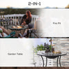 30 Inch Outdoor Fire Pit, Round Wood Burning Firepit, Garden Table with Spark Screen Cover for Patio, Garden, Backyard, Black and White