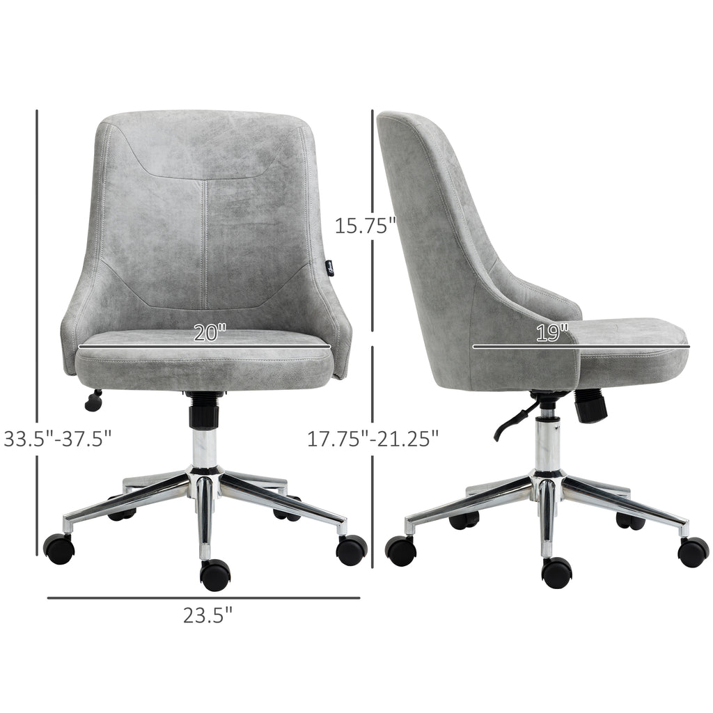 Mid-Back Home Office Chair, Height Adjustable Task Chair with 360 Degree Swivel and Tilt Function, Grey