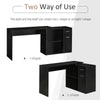 L Shaped Corner Computer Desk Workstation with Rotating Storage Shelves and Drawer for Home & Office, Black