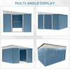 11' x 9' Steel Garden Storage Shed Outdoor Metal Lean To Tool House with Double Sliding Lockable Doors & 2 Air Vents, Blue