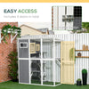 Outdoor Cat House, Walk in Wooden Catio with PVC Weather Protection Roof, Multiple Platforms, Resting Condo, Enter Doors, Observation Window, for 2 Cats