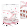 32"L 4-Level Small Animal Cage Rabbit Hutch with Lockable Wheels, Slide-out Tray for Bunny, Chinchillas, Ferret, Hedgehog & Gerbils, Pink