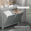 Tilt-Out Laundry Sorter Cabinet, Bathroom Storage Organizer with Two-Compartment Tilt-Out Hamper, Gray