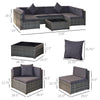 7-Piece Patio Furniture Sets Outdoor Wicker Conversation Sets All Weather Rattan Sofa set with Cushions & Tempered Glass Desktop, Grey