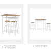 3 Piece Counter Height Bar Table and Chairs Set, Space Saving Dining Table with 2 Matching Stools, Metal Frame Footrest, White/Oak