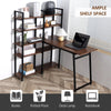 5 Tier Versatile L-Shaped Computer Desk Writing Table with Display Shelves and Metal Frame, Space-Saving, for Study Room Black/Walnut