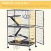50"H 5-Tier Steel Plastic Small Animal Pet Cage Kit for Little Rabbit Guinea Pig with Wheels, Brakes, hammock, Removable Tray - Silver Grey