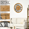 30" Large Wall Clock, Silent Non Ticking Metal Wood Farmhouse Roman Numeral Clocks for Living Room Decor, Battery Operated, Black/Natural Wood