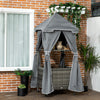 Outdoor Towel Valet Caddy, Covered Poolside Towel Holder Rack, Shelf, Basket, Rolling PE Rattan Wicker Storage on Wheels, Gray