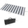 RV Mat, Outdoor Patio Rug / Large Camping Carpet with Carrying Bag, 9' x 18', Waterproof Plastic Straw, Reversible Design for Backyard, Porch, Picnic, Poolside, Gray & White Striped