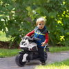 White Kid's Ride-on Electric Motorcycle, Pedal Bike with Headlight and Training Wheels