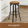 Bar Stools Set of 2, Vintage Barstools with Footrest, Microfiber Cloth Bar Chairs 29" Seat Height with Powder-coated Steel Legs, Brown
