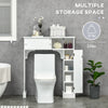 Freestanding Over Toilet Bathroom Storage Cabinet with Adjustable Convenience Anti-Toppling Design, White
