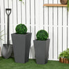 2-Pack Outdoor Planter Set, MgO Flower Pots with Drainage Holes, Durable & Stackable, for Entryway, Patio, Yard, Garden, Gray