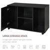 Wood Rolling File Cabinet Storage Organizer with 3 Large Open Shelves and Door Cabinet Door for Easy Storage and Mobility, Black