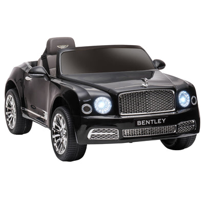 12V Bentley Mulsanne Licensed Electric Ride On Car with Parent Control, Battery Powered Car with LED Lights, MP3, Horn, Music, 2 Motors, for 37-72 Months, Black