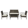 Patio Porch Furniture Sets 4-PCS Rattan Wicker Chair w/ Table Conversation Set for Yard,Pool or Backyard Indoor/Outdoor Use- Cream White