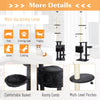 Vertical Cat Tree Adjustable Height Floor-To-Ceiling with Carpet Platforms Condo & Rope Scratching Areas  Grey