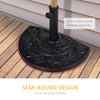 20lbs Half Round Patio Umbrella Base Outdoor Decorative Resin Parasol Stand Holder for Î¦1.5", Î¦1.9" Pole, for Lawn, Deck, Black