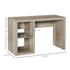 Rectangle Computer Desk Thick Board with Display Shelves Home Office Table Workstation Natural Wood Color