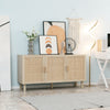 Kitchen Cabinet, Storage Cabinet, Sideboard Floor Accent Cabinet with 3 Rattan Doors and Adjustable Shelves for Living Room, Entryway, Natural