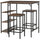 Dining Table Set, Bar Table and Stools with Storage Shelf, Reinforced Crossbar, 3 Piece Dining Set, Rustic Brown/Black