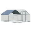 Galvanized Large Metal Chicken Coop Cage 2 Rooms Walk-in Enclosure Poultry Hen Run House Playpen Rabbit Hutch UV & Water Resistant Cover for Outdoor Backyard 9.8' x 13.1' x 6.4'