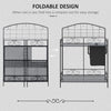 Folding Potting Bench Table, Metal Garden Workstation, Work Bench with Large Build-In Bag with Cover, 5 Hanging Hooks & Storage Shelf, Flourishes