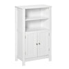 Bathroom Floor Storage Cabinet, Free Standing Side Cabinet with Double Doors and Adjustable Shelves for Living Room Entryway, White