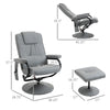 Massaging Faux Leather Recliner Chair and Ottoman Set, Swivel Vibration Massage Lounge Chair with Remote Control for Living Room, Bedroom, or Office, Gray